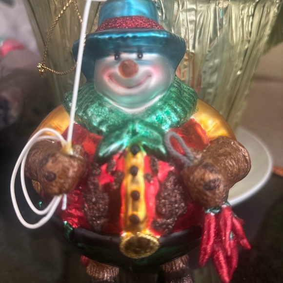 Vintage Hand Blown Snowman Cowboy With Lasso Christmas Ornament - Picture 1 of 8